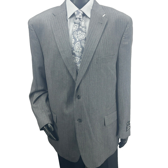 Jos A Bank Men 48R Signature Tailored Fit Suit Jacket Superfine Gray Herringbone - Picture 1 of 8